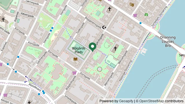Kort der viser, hvor Blågård Dyreklinik ligger: Blågårdsgade 25, 2200 København